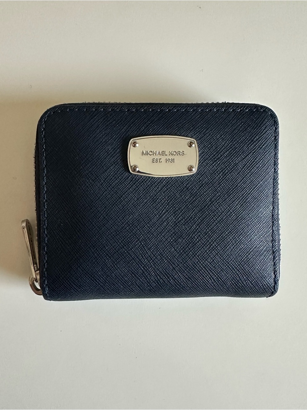 Michael Kors Dark Blue Saffiano Zip Wallet